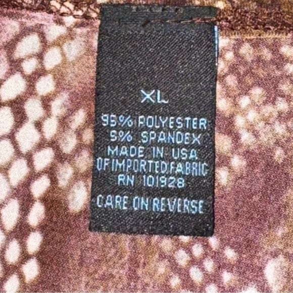 Vintage Brown Beige V Neck Animal Snake Print 3/4 quarter Sleeve Blouse size L - Picture 8 of 9